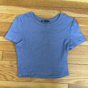 Zara purple cropped shirt